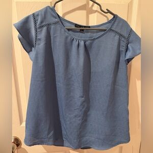 Haute Monde Blue Blouse with Crochet Detail